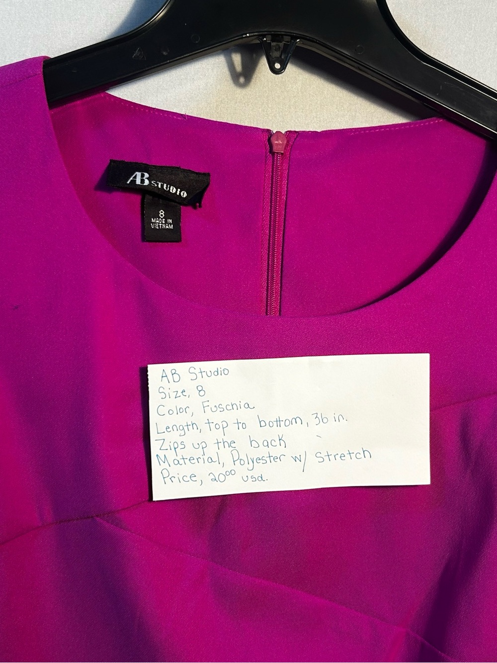 AB Studio Fuchsia Backless Sheath Dress